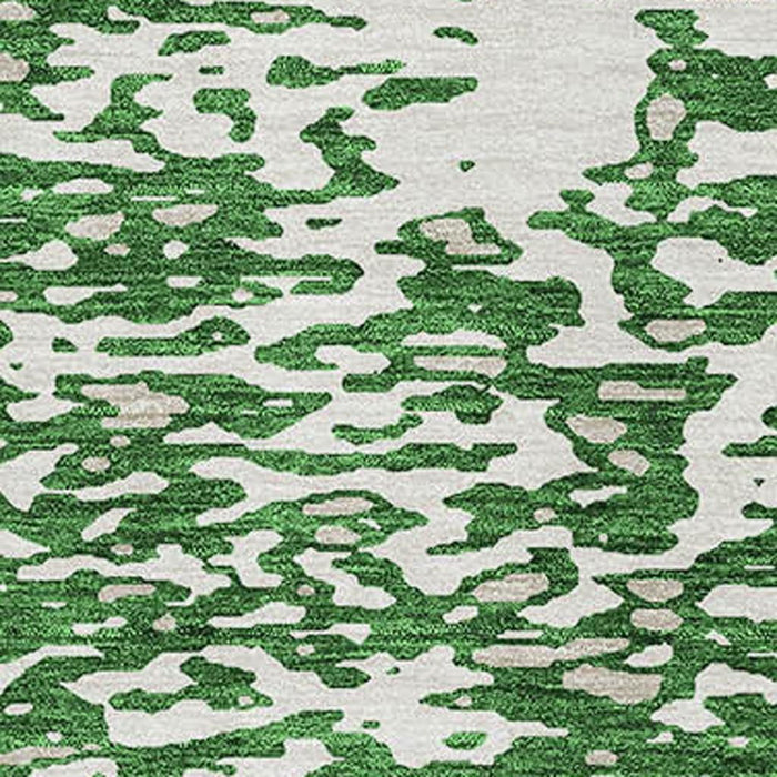 10' X 14' Abstract Washable Area Rug With UV Protection (675444) - Emerald / Ivory