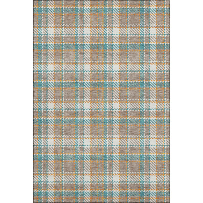 10' X 14' Plaid Washable Area Rug With UV Protection (692844) - Taupe / Ivory / Teal