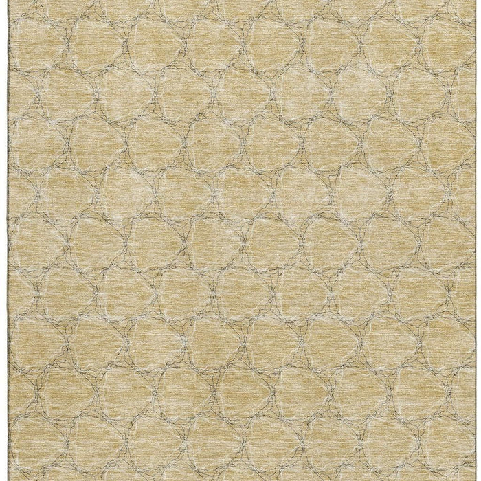 10' X 14' Geometric Washable Area Rug With UV Protection (676098) - Wheat / Ivory / Gray