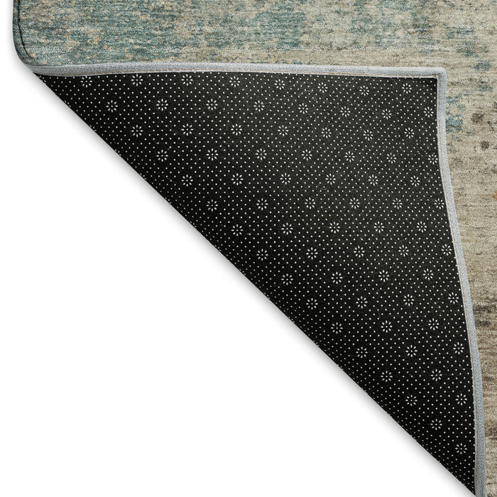 10' X 14' Abstract Washable Area Rug With UV Protection (692811) - Teal / Peach / Gold