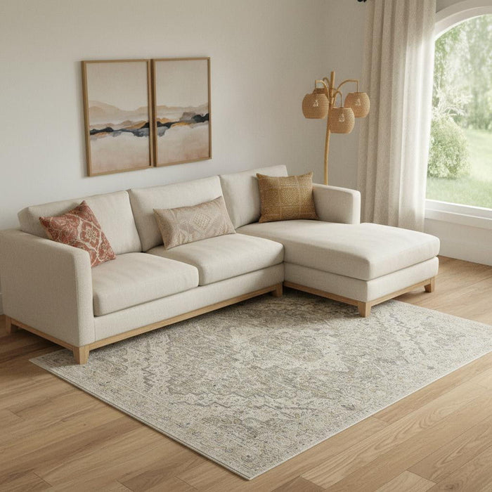 9' X 11' Medallion Area Rug (554753) - Taupe / Ivory
