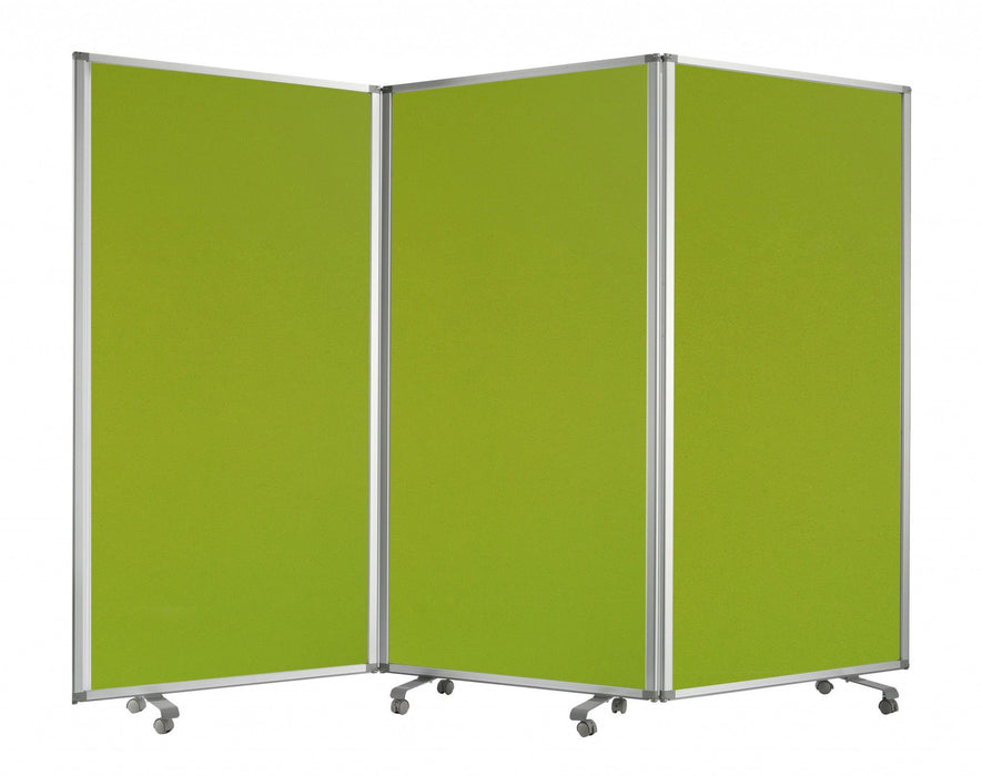 Iron Folding Three Panel Screen Room Divider - Green