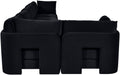 Meridian Furniture velvet upholstered 6-piece L-shaped sectional sofa with plush cushions and modern design, perfect for living rooms.