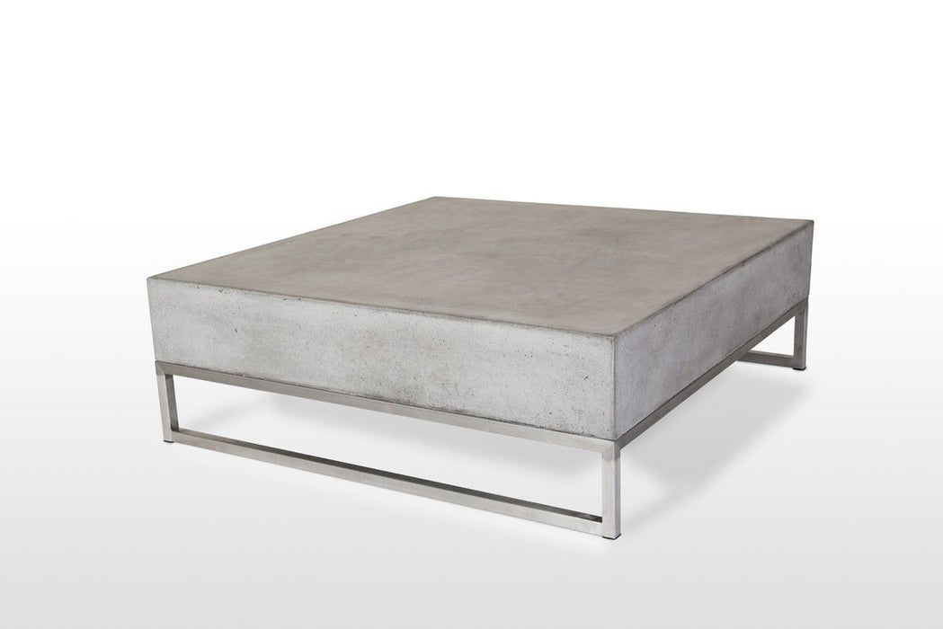 Modern Square Concrete And Steel Coffee Table - Dark Gray