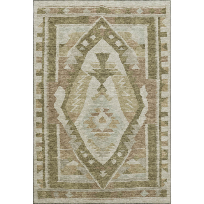10' X 14' Tribal Washable Area Rug With UV Protection (708001) - Linen / Ivory / Khaki