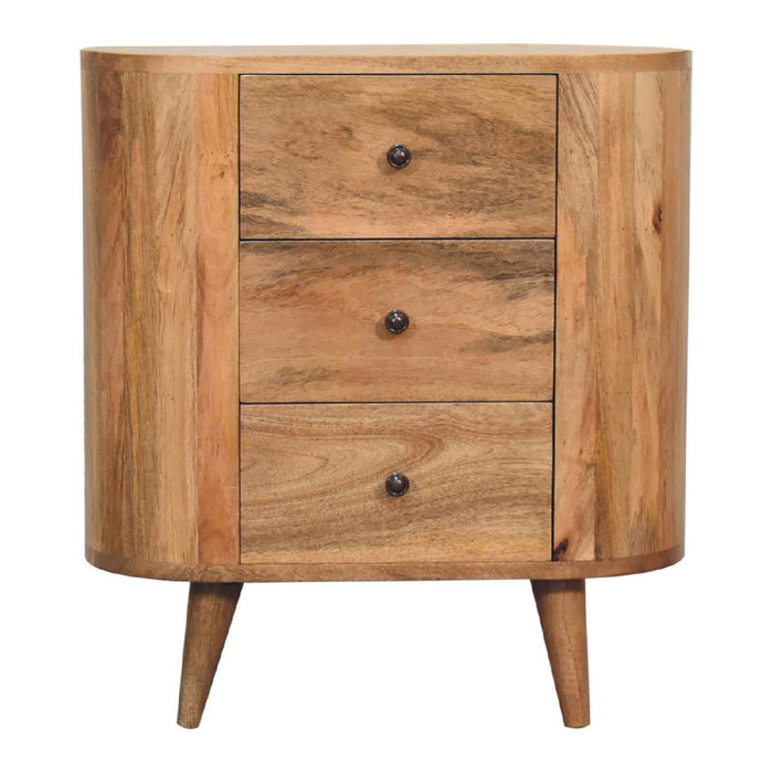 26" Solid Wood Oval Accent Cabinet With Three Drawers - Oak