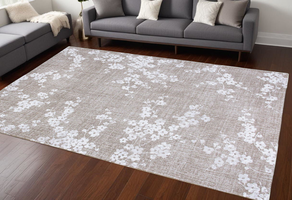 8' X 11' Oriental Washable Area Rug (548793) - Gray / White