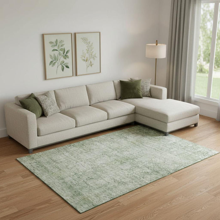 10' X 14' Oriental Washable Area Rug With UV Protection (700637) - Artichoke Green / Beige