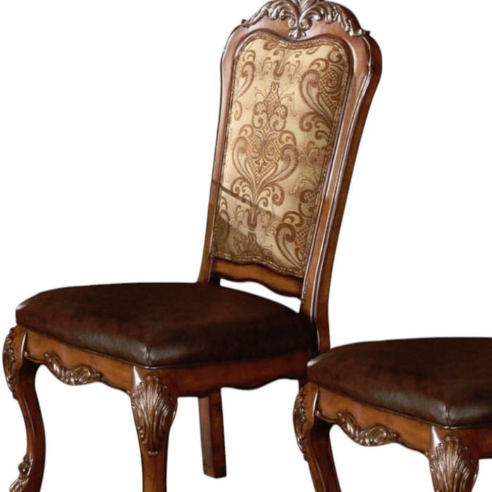 Upholstered Faux Leather Dining Side Chairs (Set of 2) - Oak