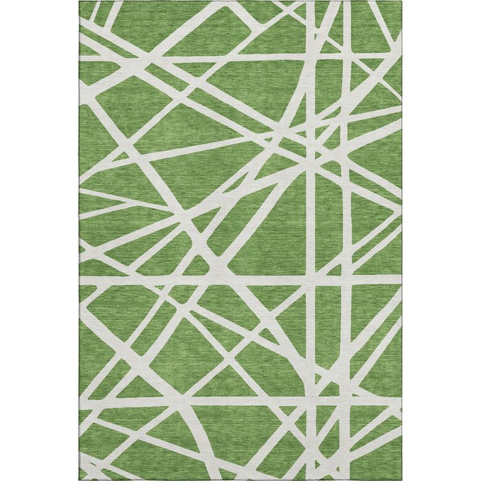 10' X 14' Geometric Washable Area Rug With UV Protection (681599) - Green / Ivory