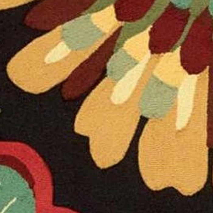 8' X 11' Floral Hand Carved Handmade Area Rug - Black / Orange
