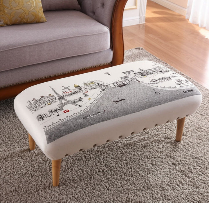 Wool Ottoman - Cream / Brown