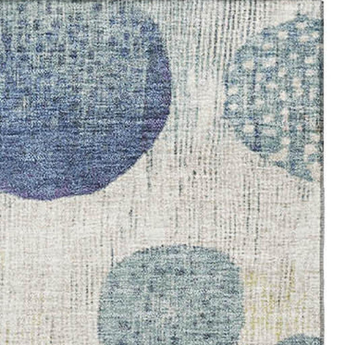 10' X 14' Geometric Washable Area Rug With UV Protection (709234) - Navy Blue / Ivory / Taupe
