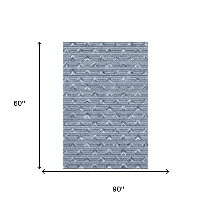 10' X 14' Abstract Geometric Washable Area Rug With UV Protection (672320) - Blue / Ivory