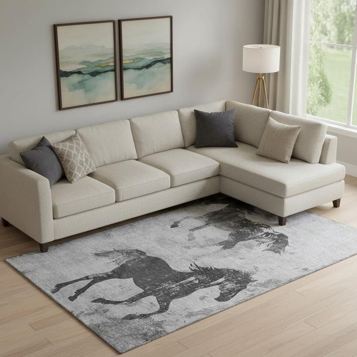 10' X 14' Animal Print Washable Area Rug With UV Protection (698974) - Gray / Silver / Charcoal