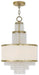 HomeRoots 22-inch metal chandelier with three lights, clear and off-white shades, dimmable gold finish, modern ceiling lighting