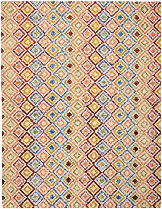 8' X 11' Wool Geometric Hand Tufted Area Rug - Ivory