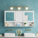 Giga wall-mounted white medicine cabinet with adjustable shelves and open storage, ideal for bathroom over toilet.