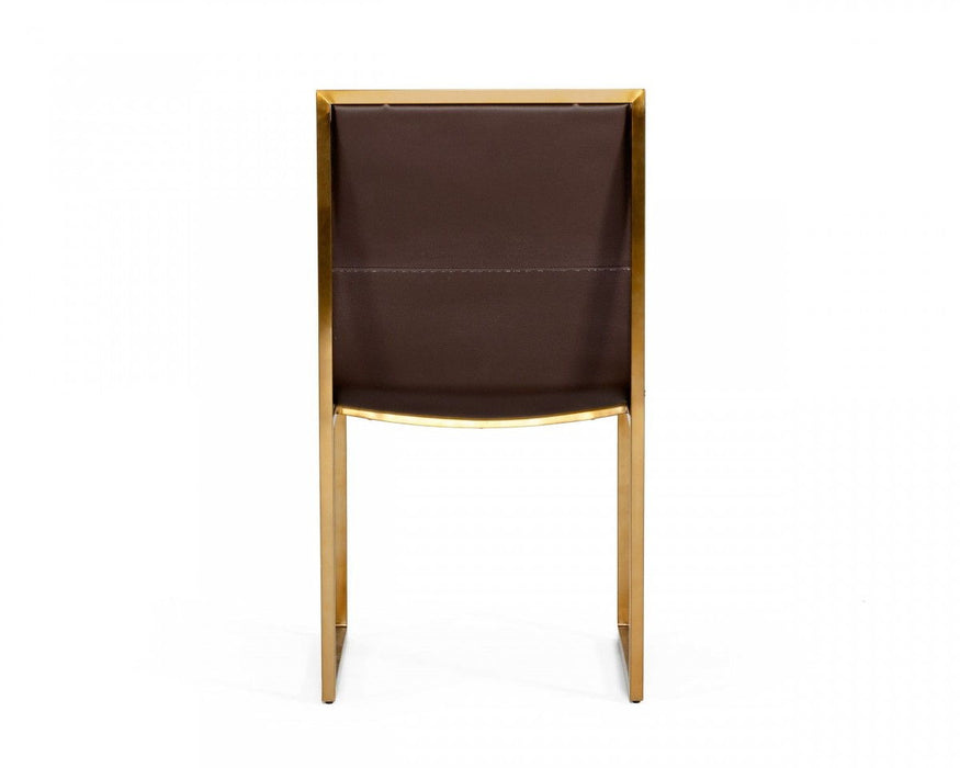 Upholstered Faux Leather Dining Chairs (Set of 2) - Brown