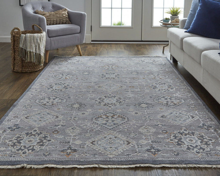 12' x 15' Floral Power Loom Stain Resistant Area Rug - Gray