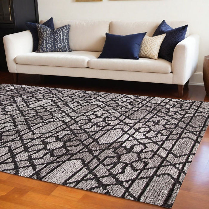 8' x 10' Wool Paisley Hand Tufted Area Rug - Black And Taupe
