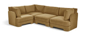 Meridian Furniture Hammond velvet performance fabric 4-piece sectional sofa with plush upholstery and modern design.