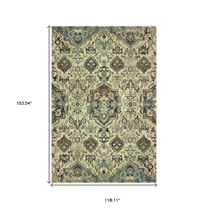 10' X 13' Oriental Area Rug - Ivory / Gray