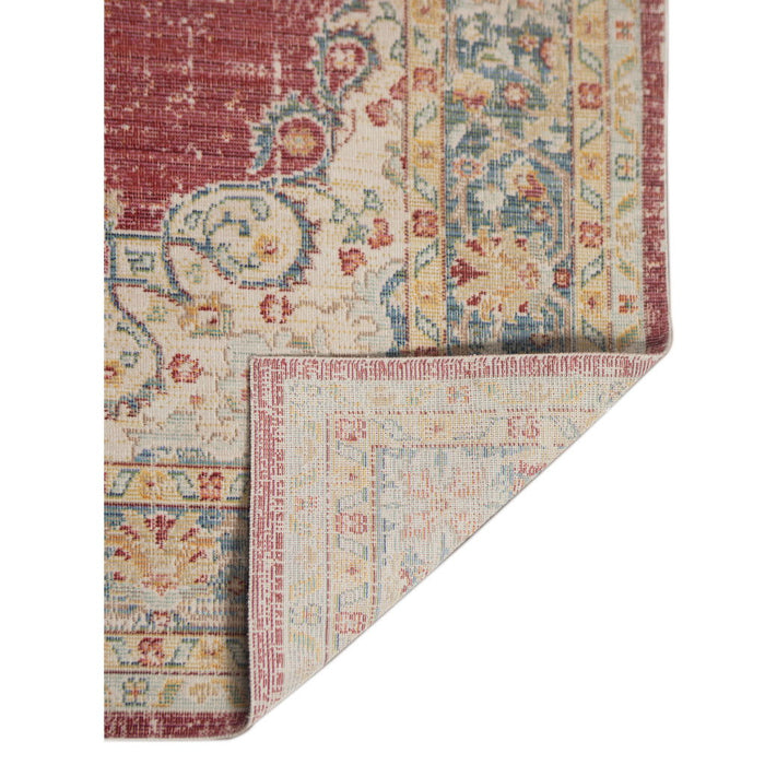 9' x 13' Medallion Power Loom Area Rug - Orange Red And Gold