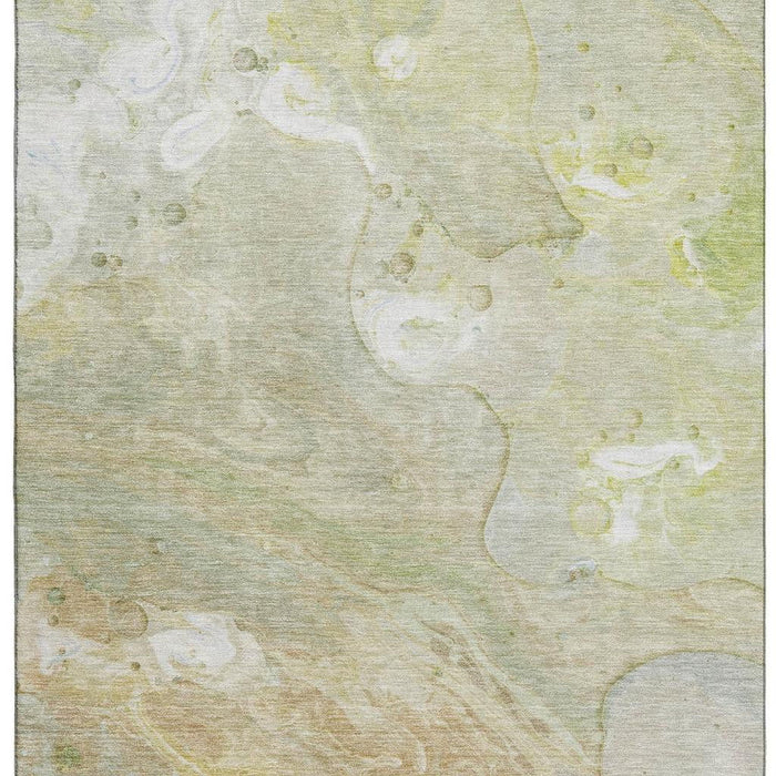 10' X 14' Abstract Washable Area Rug With UV Protection (708862) - Linen / Ivory / Green