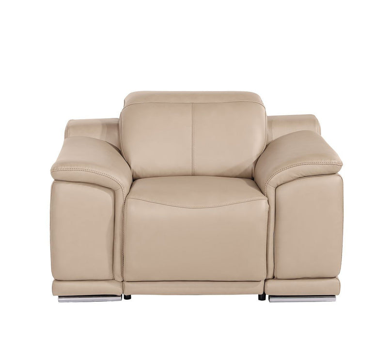 Genuine Leather Wall Hugger Power Recliner With USB - Beige