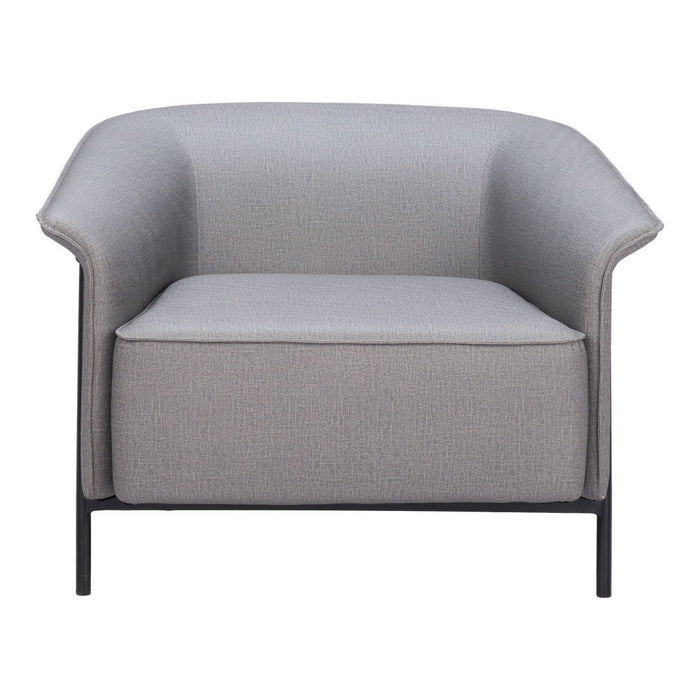 Faux Leather Arm Chair - Slate Gray And Black
