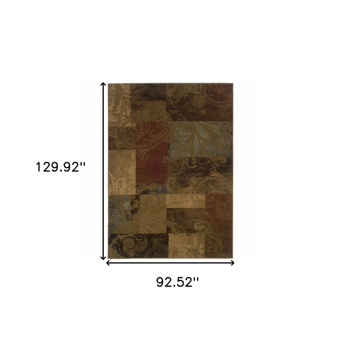 8' x 11' Geometric Power Loom Stain Resistant Area Rug - Green And Red