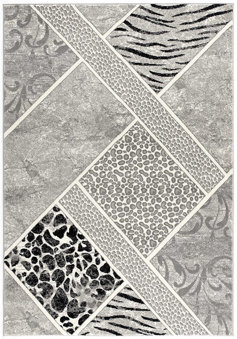 8' x 11' Geometric Power Loom Stain Resistant Area Rug - Gray