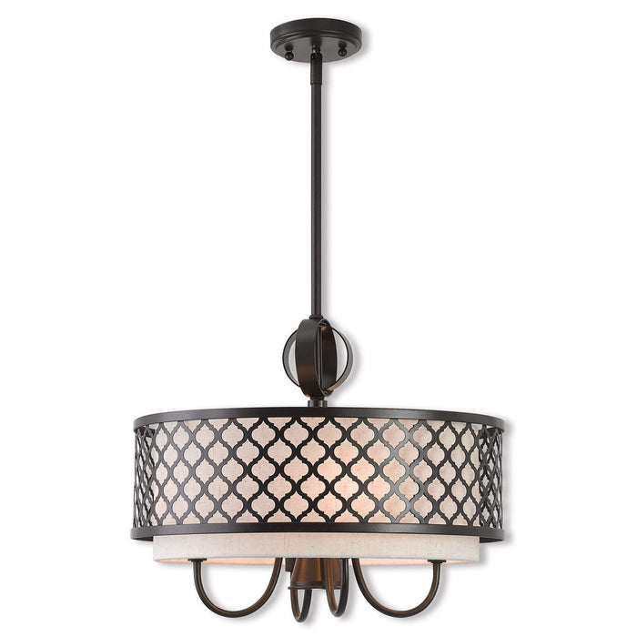 18" Five Light Dimmable Chandelier With Shades - Bronze