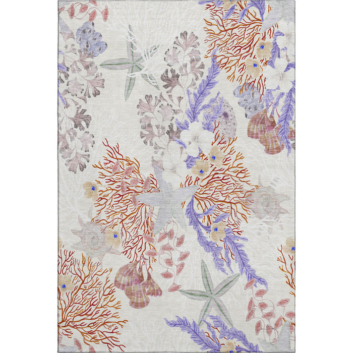 9' X 12' Geometric Washable Area Rug With UV Protection (645707) - Cinnamon / Ivory / Plum