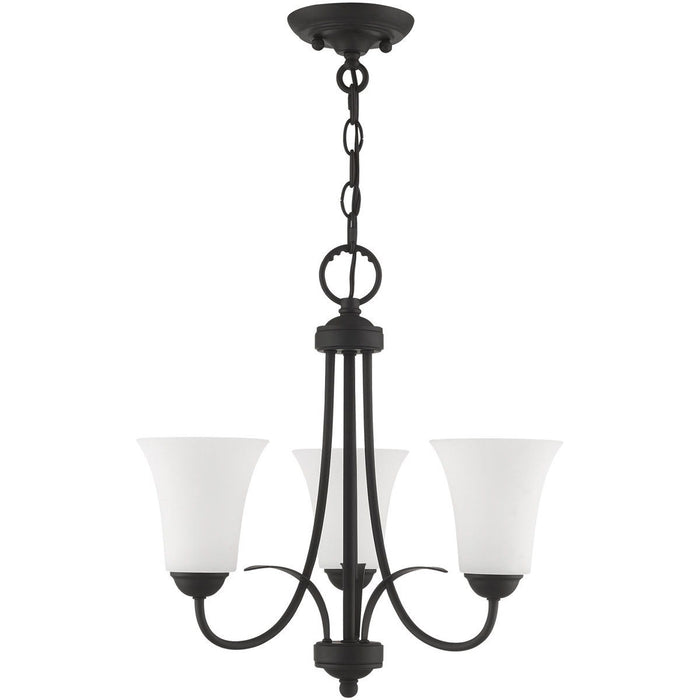 18" Three Light Dimmable Chandelier With Shades - Black