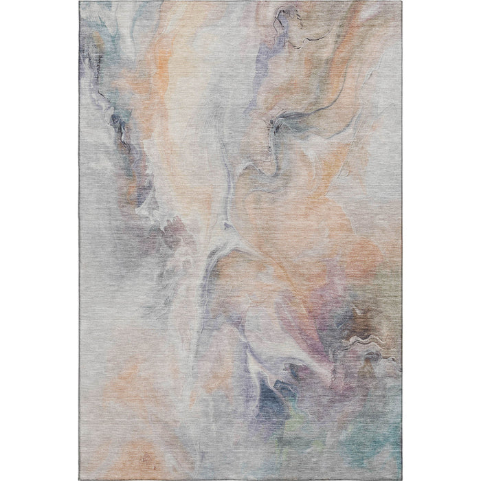 10' X 14' Abstract Washable Area Rug With UV Protection (696989) - Linen / Peach / Ivory