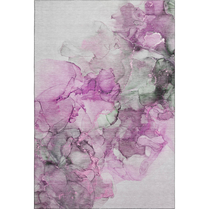 10' X 14' Abstract Washable Area Rug With UV Protection (647308) - Pink / Gray / Ivory