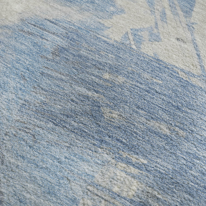10' X 14' Abstract Washable Area Rug With UV Protection (697896) - Denim Blue / Ivory / Beige