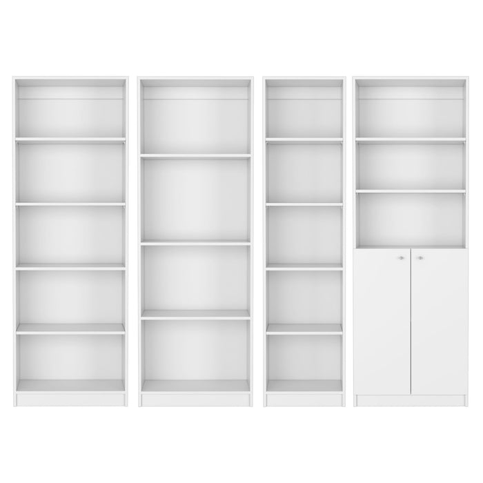 Seventeen Tier Modular Bookcase With Two Doors (Set of 4) - White
