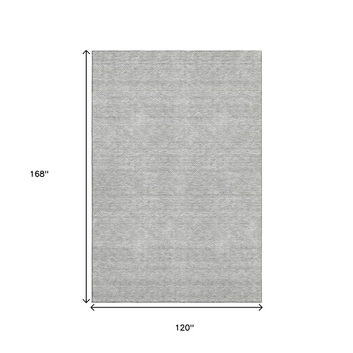 10' X 14' Abstract Geometric Washable Area Rug With UV Protection (672332) - Gray / Ivory