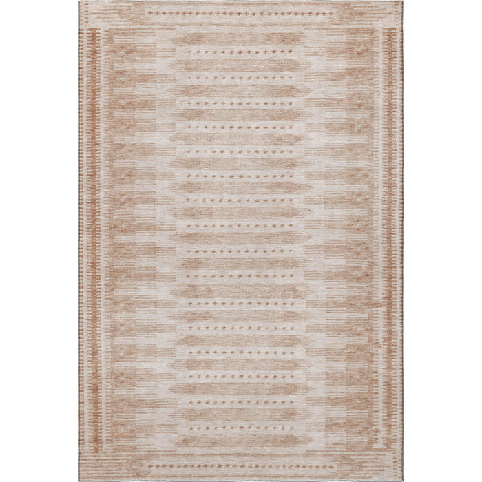 10' X 14' Geometric Washable Area Rug With UV Protection (708043) - Salmon / Beige