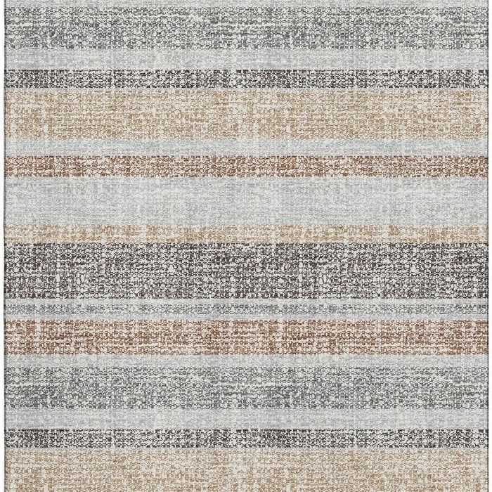 10' X 14' Striped Washable Area Rug With UV Protection (718605) - Gray / Beige