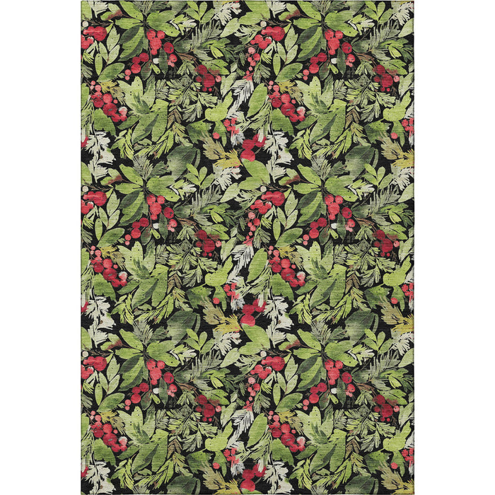 10' X 14' Abstract Geometric Washable Area Rug With UV Protection (701870) - Black / Red / Green