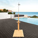 Giga outdoor garden pool shower with chassis board, stainless steel fixtures, and garden setting for patio use.