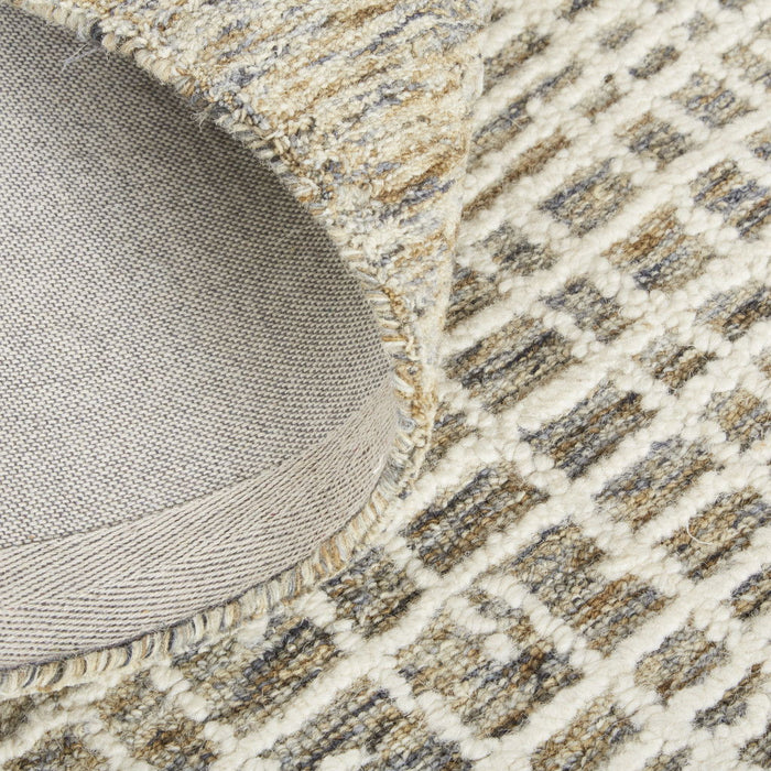9' x 12' Wool Plaid Tufted Handmade Stain Resistant Area Rug - Tan And Ivory