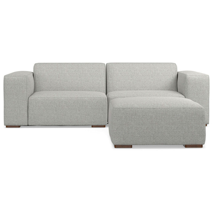 2 Piece Living Room Set Fabric Sofa With Ottoman With Brown Legs - Gray