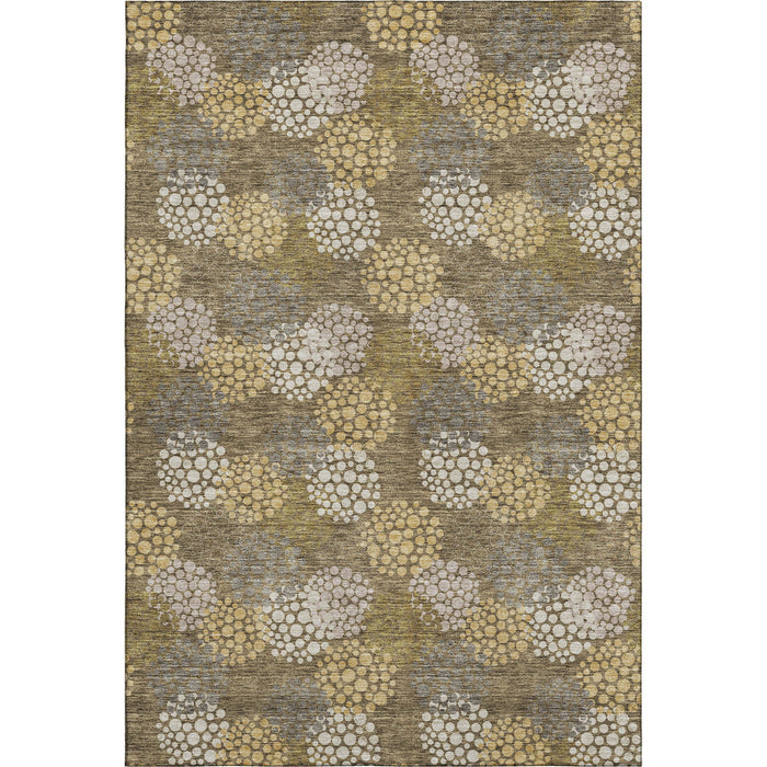 10' X 14' Polka Dot Washable Area Rug With UV Protection (672170) - Brown / Taupe / Beige