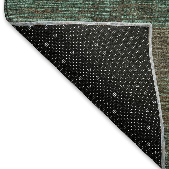 10' X 14' Striped Washable Area Rug With UV Protection (694496) - Teal / Taupe / Sage