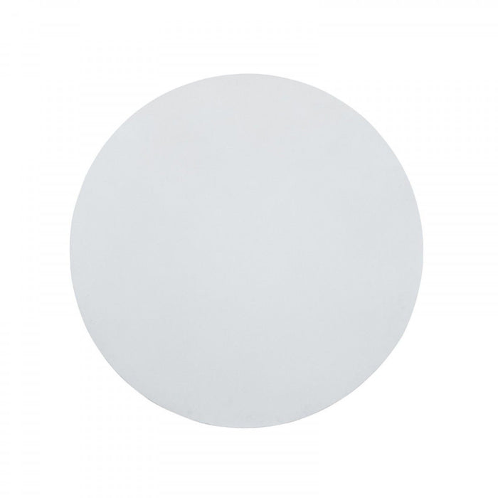 Concrete Pedestal Base Round Top Dining Table - White / Brass